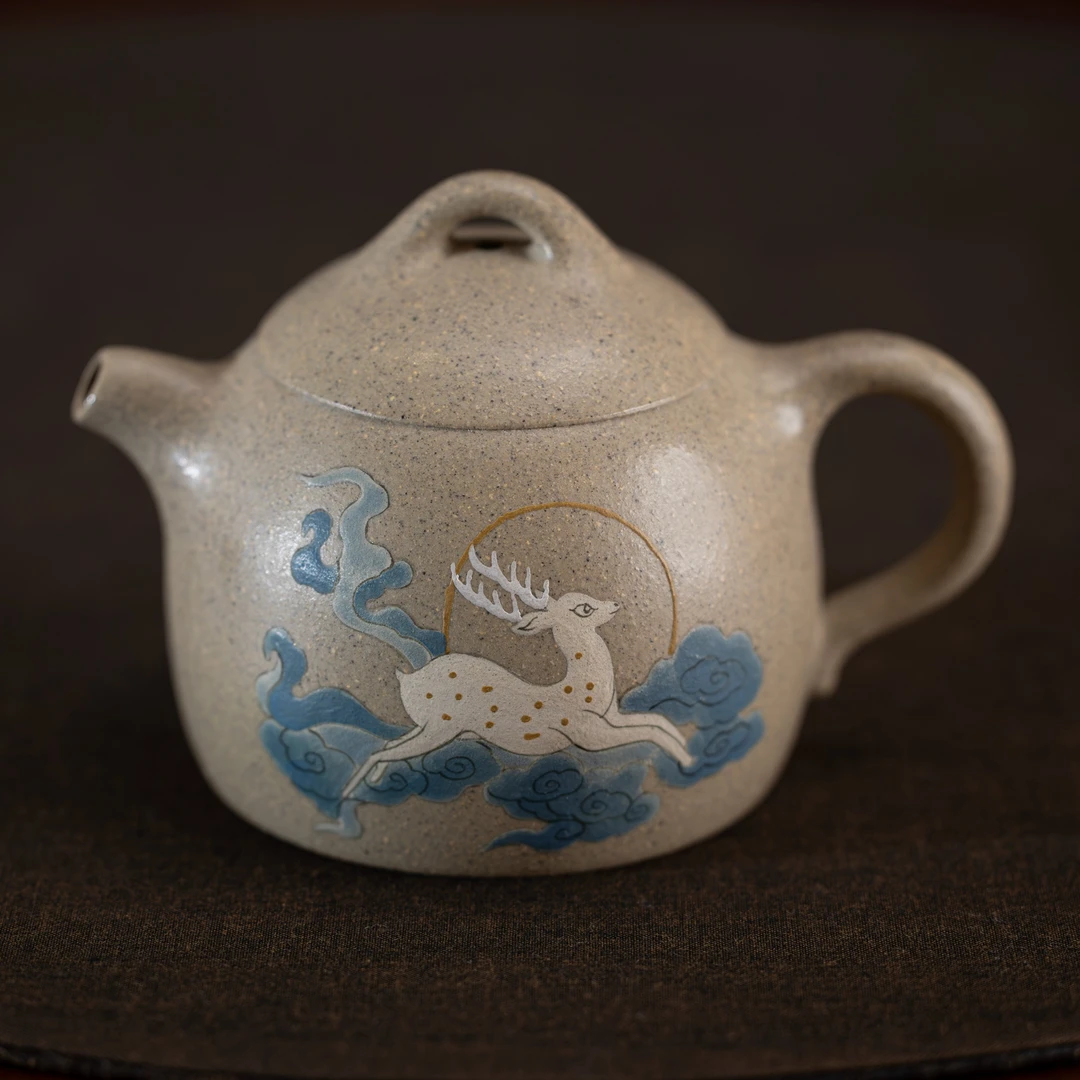 当代 秦权壶 原矿宜兴泥绘紫砂壶