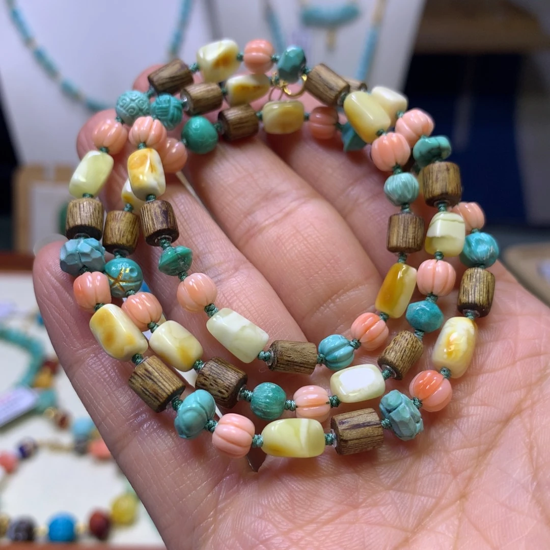 绿松石18K金镶嵌项链