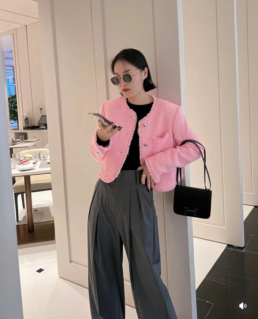 【莫Y】不退换25春装 流苏条带垫肩小香风短外套411气质短款修身