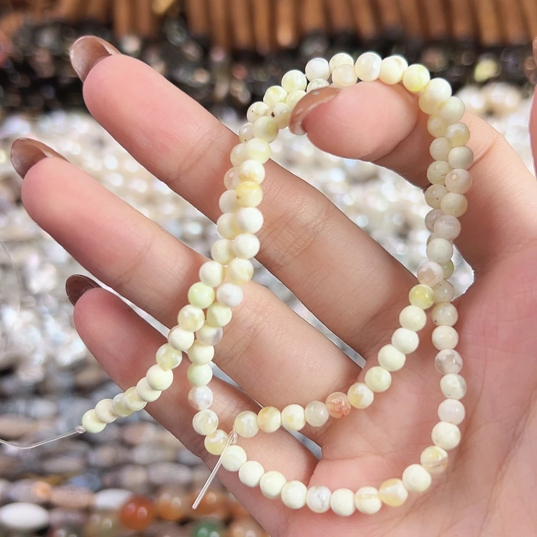 玛瑙/玉髓合金珠宝半成品b171淡绿玛瑙小米珠4mm