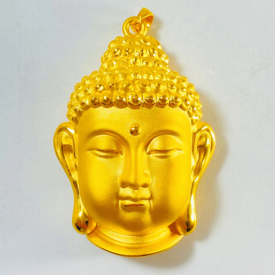 轻奢珠宝足金999 黄金超大佛头吊坠黄金吊坠水贝黄金大克重（赠绳）