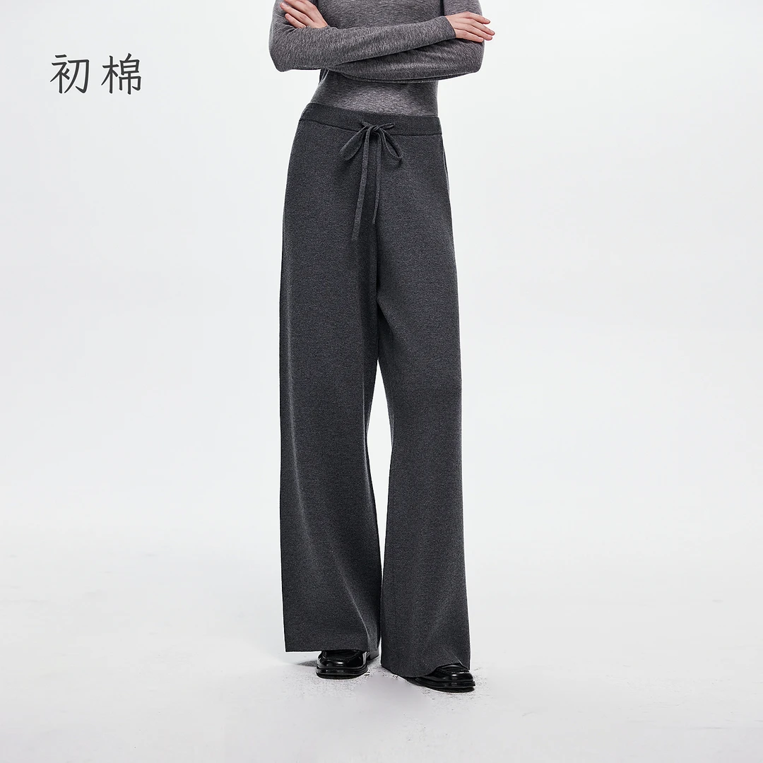 初棉【9.27上新】松弛感针织垂感宽松慵懒休闲裤366618031