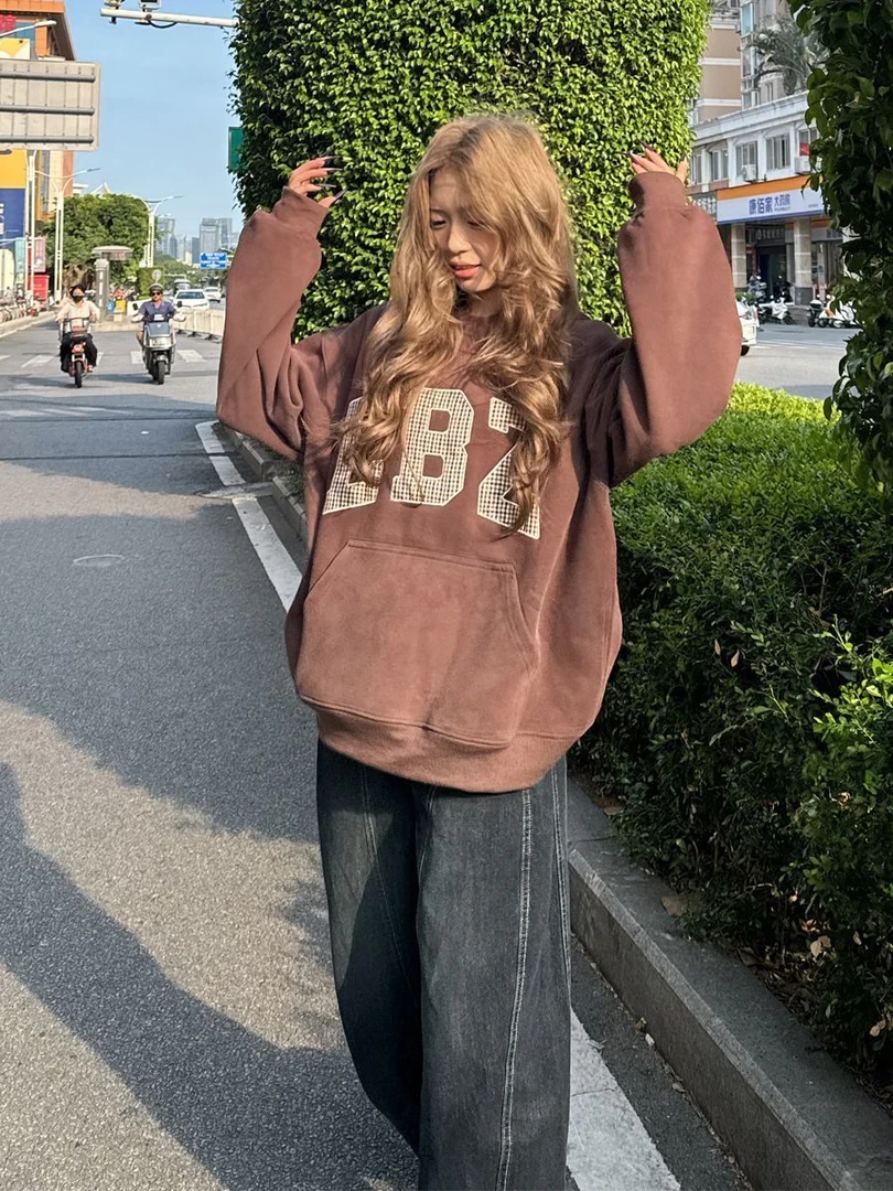 春秋休闲宽松连帽卫衣大码女装韩版东大门纯棉冬季加绒百搭打底衫