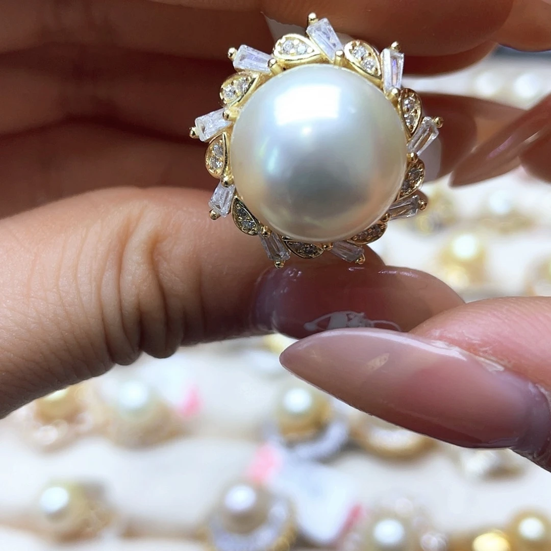 海水珍珠戒指银S925镶嵌