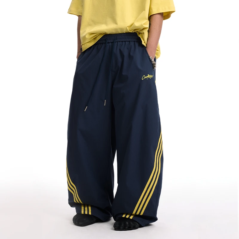 CoosRetro美式复古绣花撞色织带梭织裤春夏潮宽松弯刀裤CS51X02