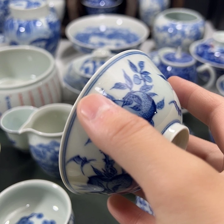 星***笑微瑕柴窑九桃五福薄胎