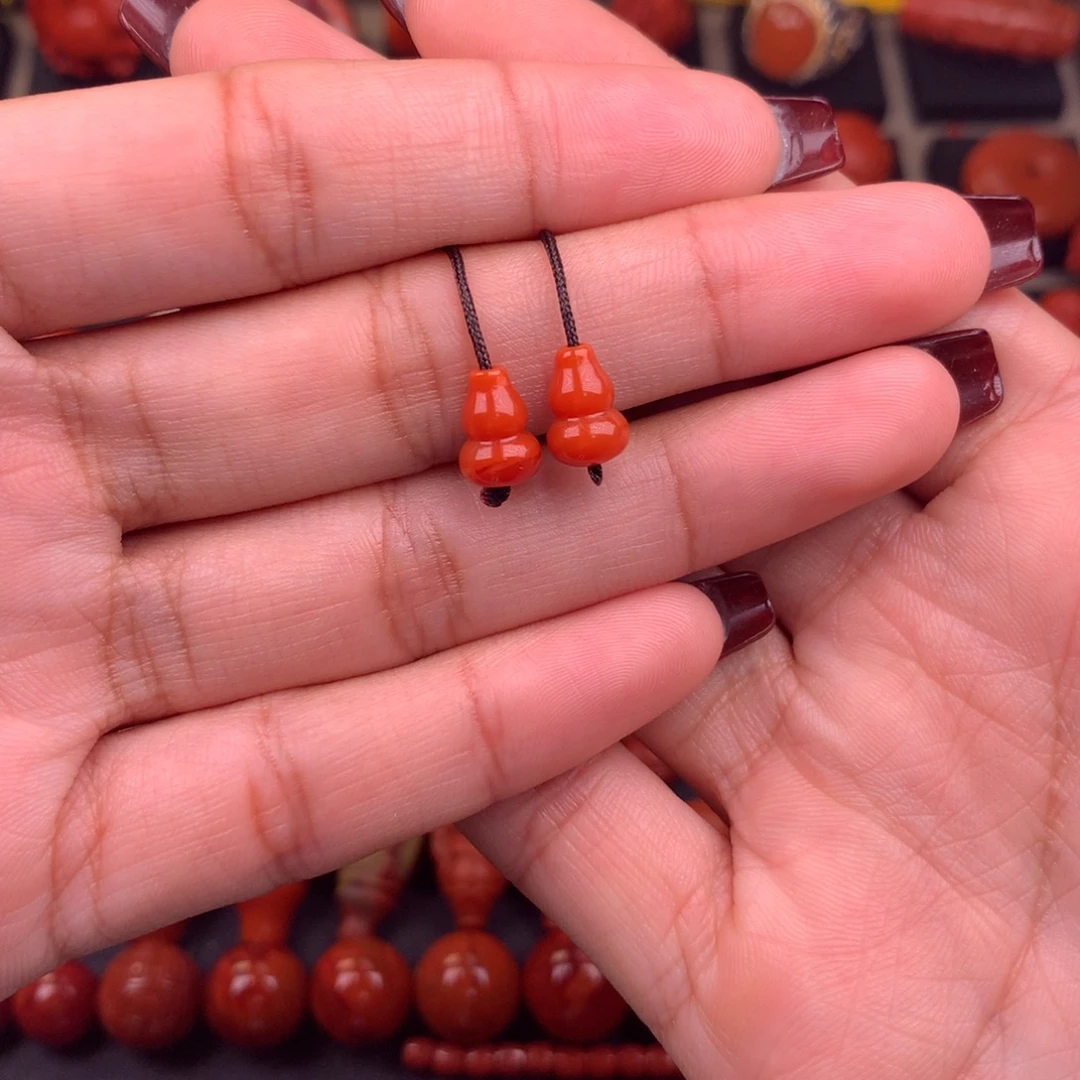 南红玛瑙未镶嵌葫芦对珠6+