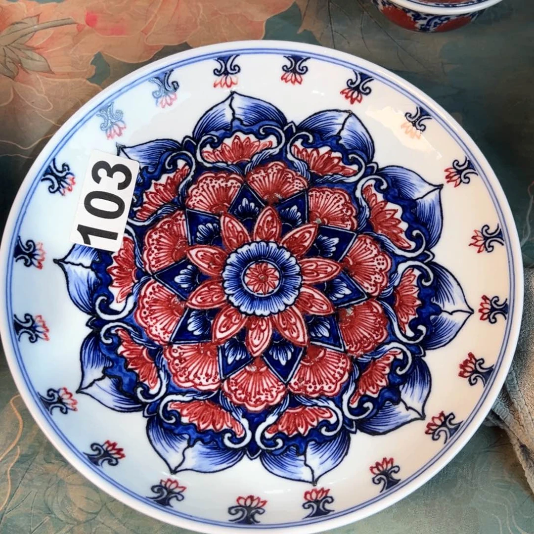 杯青花釉里红釉下