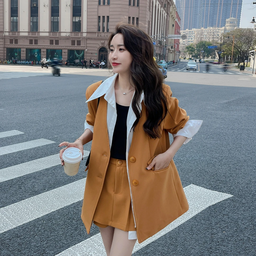 秋季设计感假两件西装套装女装2025新款御姐风气质一整套ootd穿搭