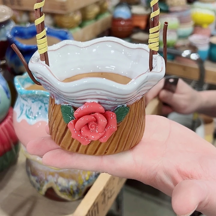 有孔.凑满10元发货多肉陶瓷花盆！