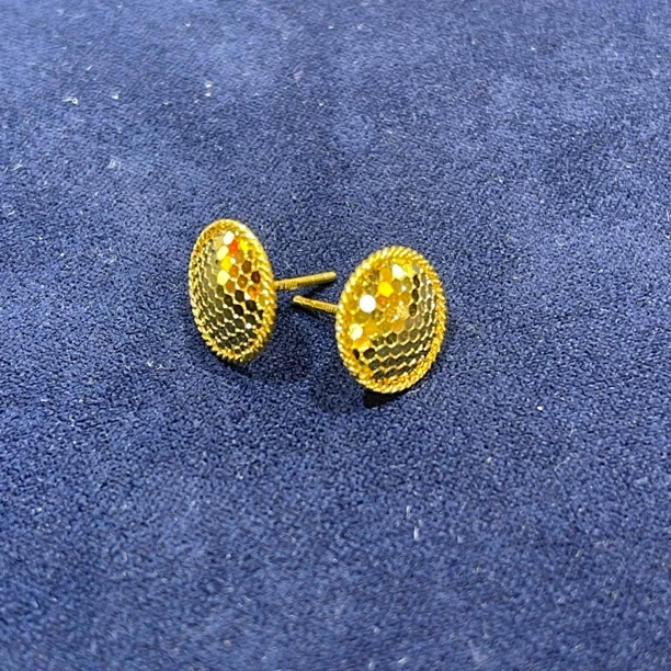 足金耳饰 足金999圆形碎冰冰耳饰 B4