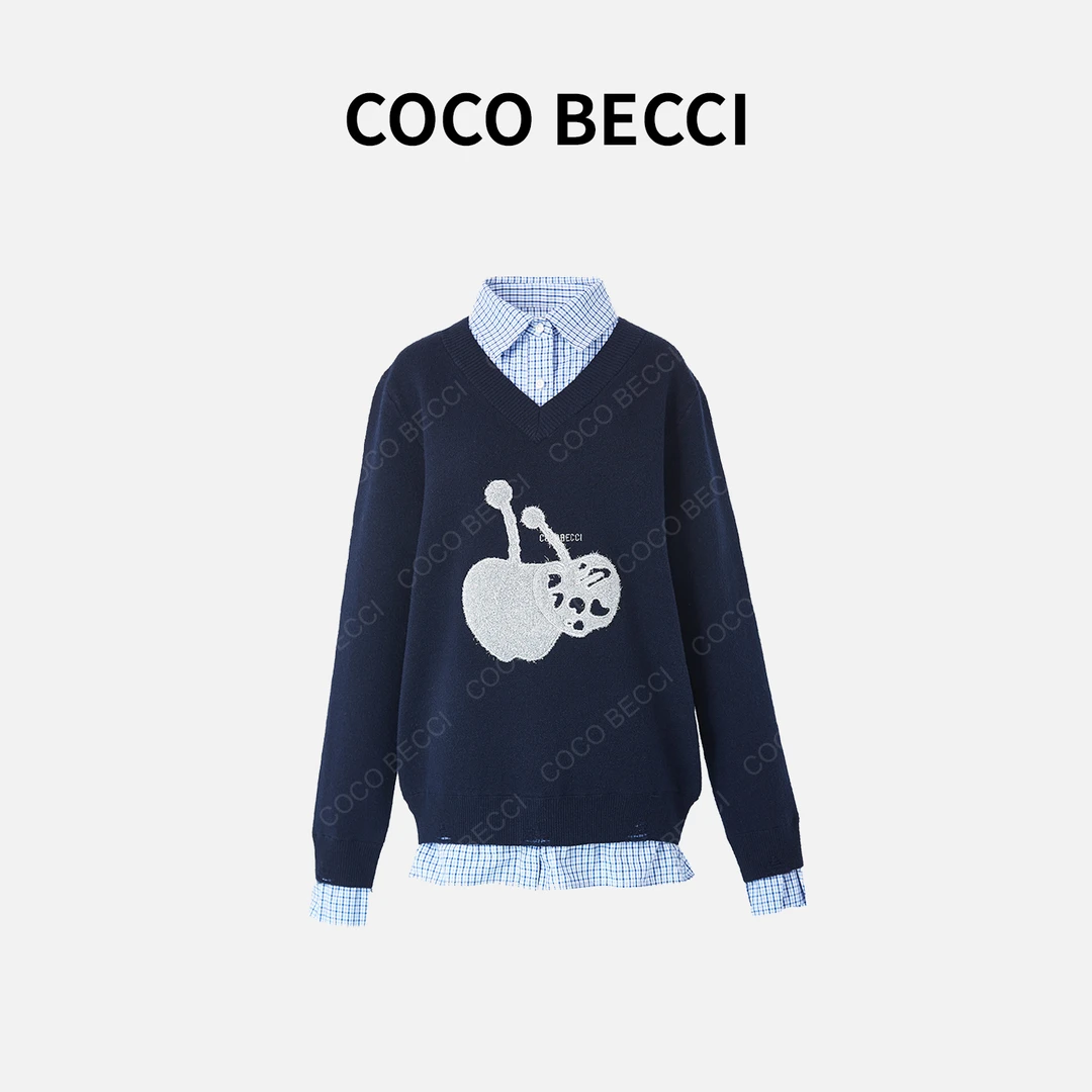 【小樱桃】COCOBECCI假两件加厚一手长毛衣YT24YW330027