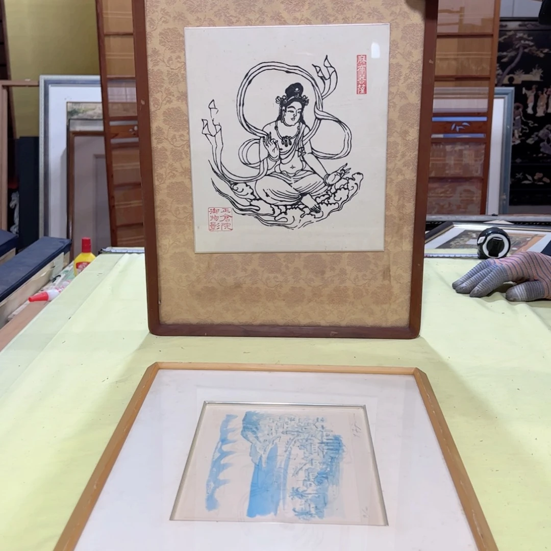 绘画惋*屏风框画茶空间设计