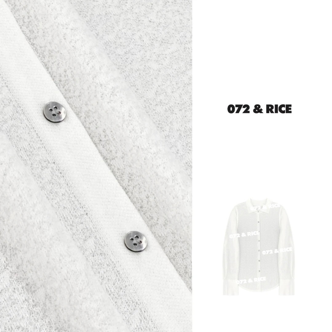 072 & RICE【椰肉】亚麻+莱赛尔 夏季翻领长袖针织开衫 32SJ83