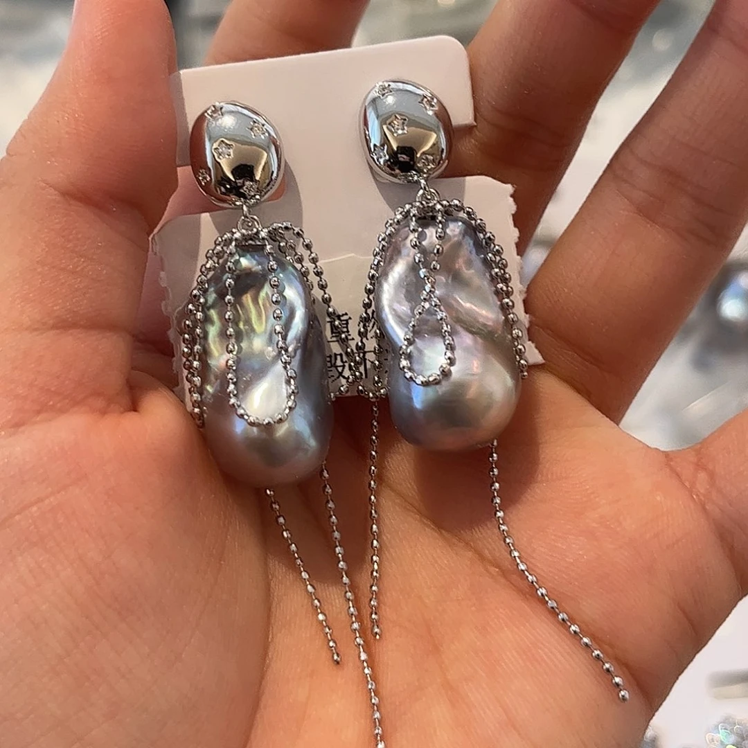 合金淡水珍珠耳饰