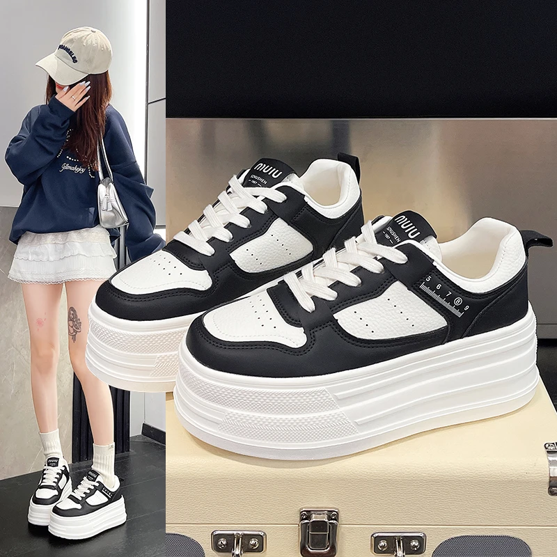 2025新款7公分网红增高小白鞋松糕底时尚休闲鞋板鞋秋季春季单鞋