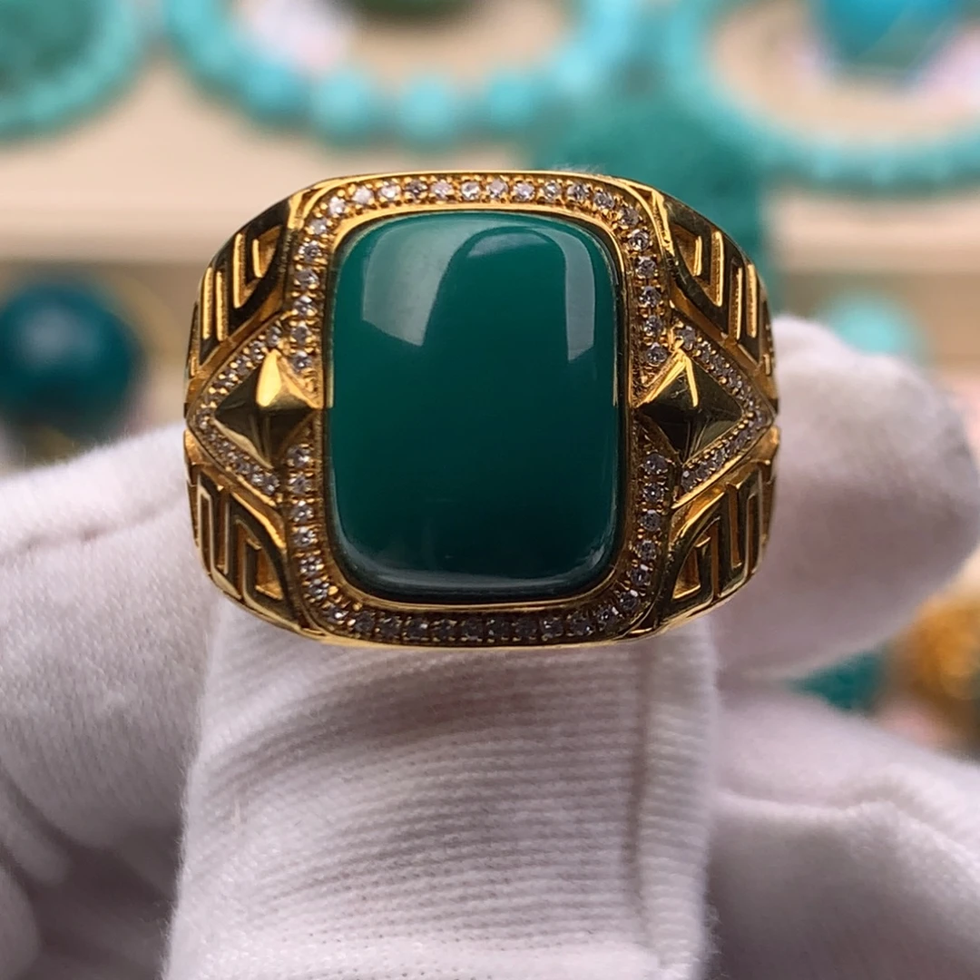 绿松石18K金镶嵌珠宝奇石