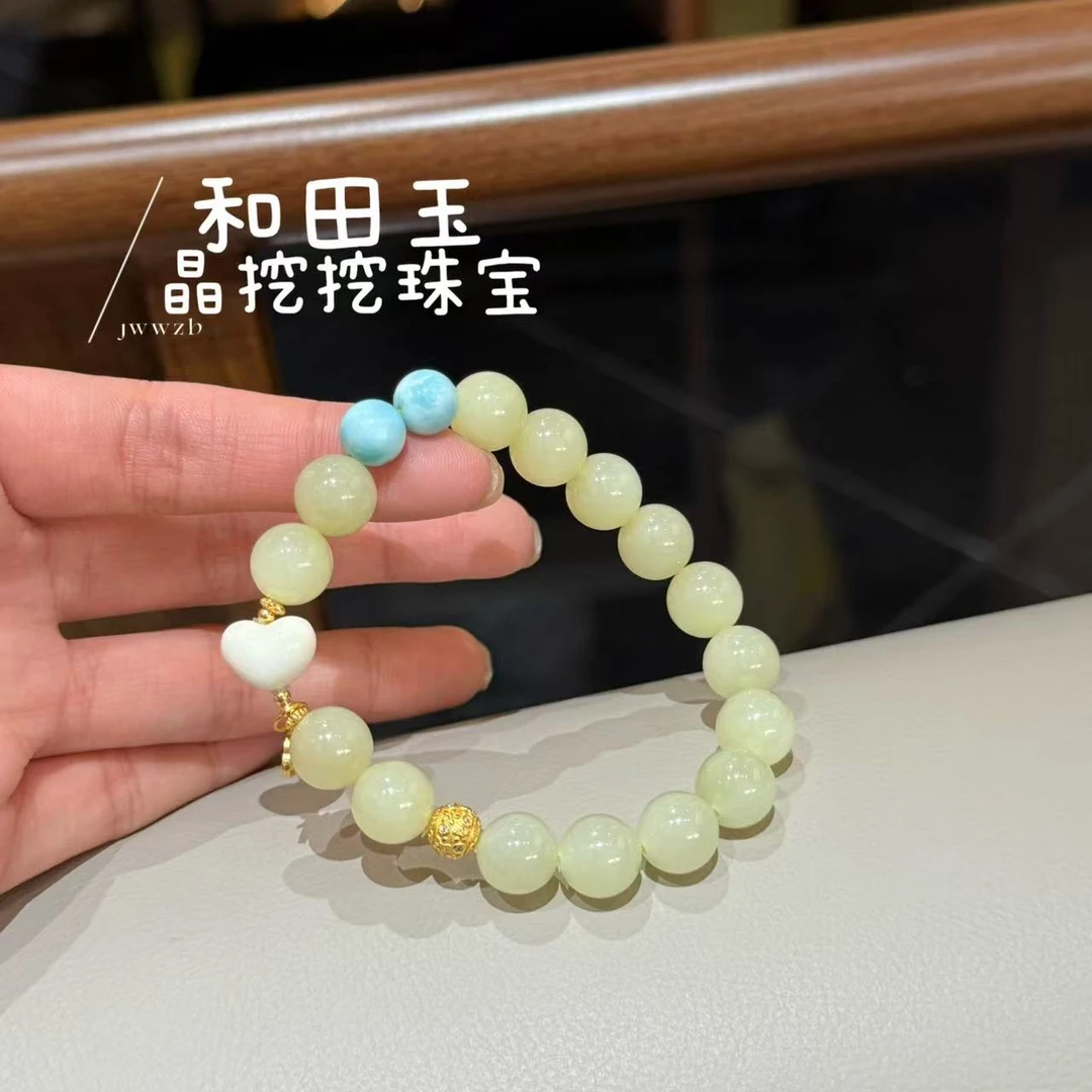 晶挖挖天然黄口和田玉10m和田玉手串百搭时尚饰品女款（3338）