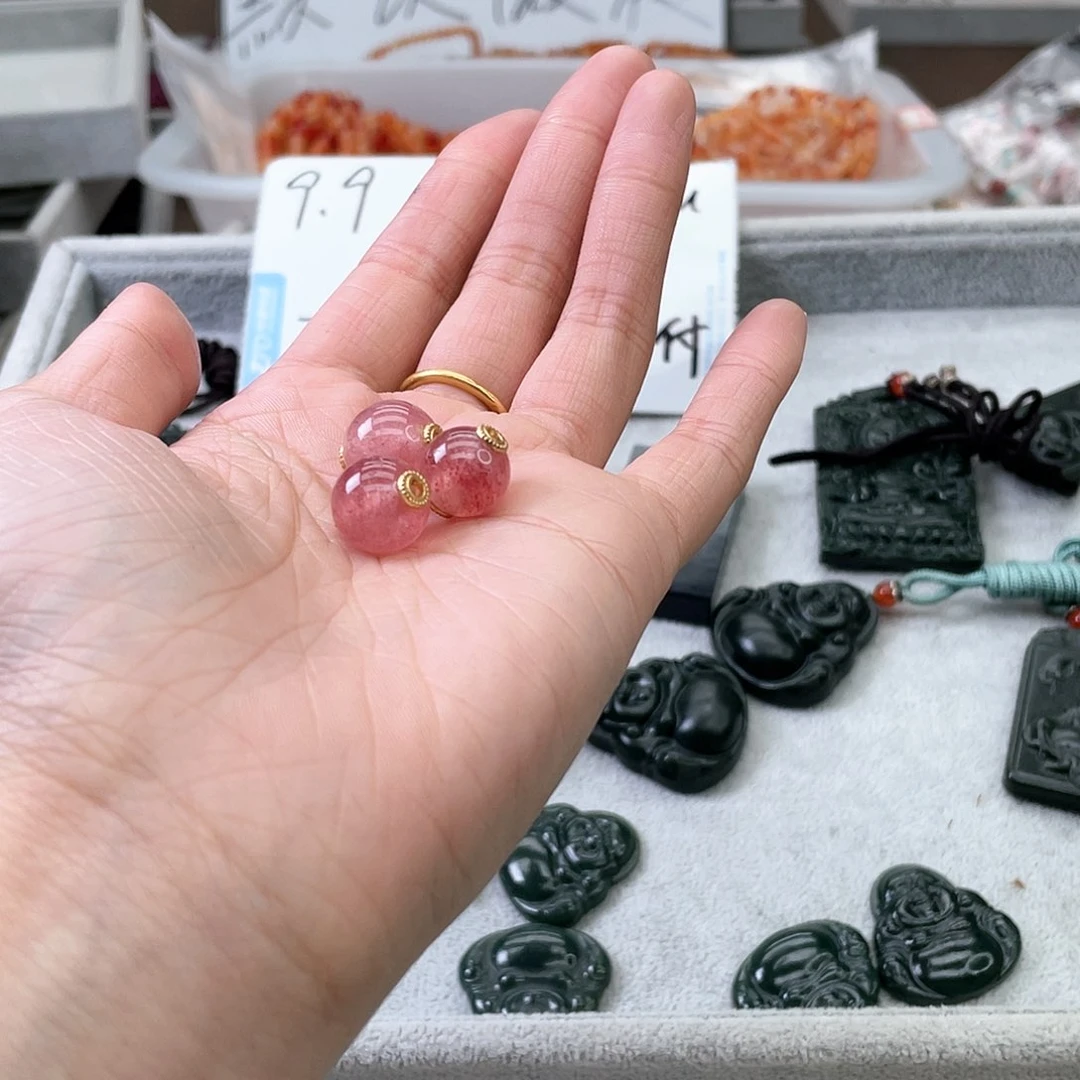 紫晶珠宝半成品未镶嵌尾*草莓晶转运珠