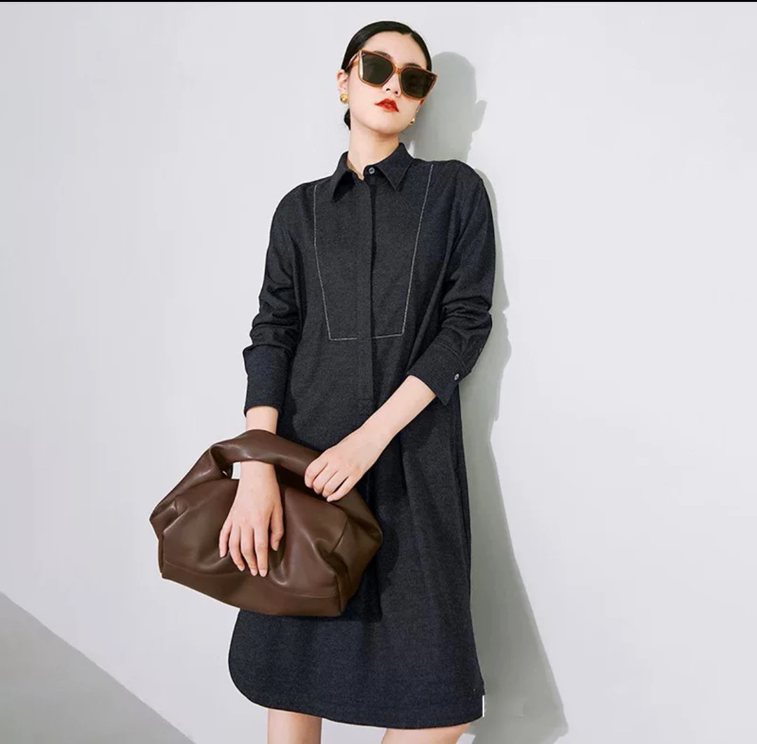 99新 Brunello Cucinelli/布鲁内洛·库奇内利 呢子衬衣裙s码01831