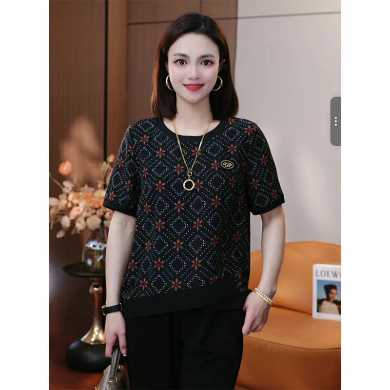 花团锦簇-夏季新款高贵轻奢休闲洋气高级女士百搭时尚T恤上衣显瘦