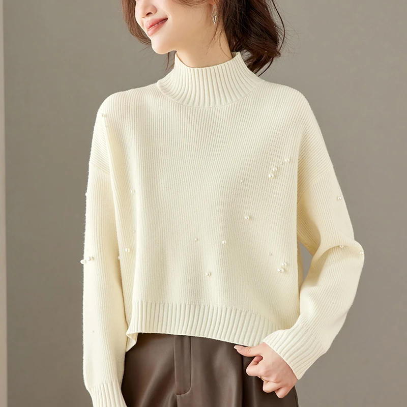 钉珠打底衫短款宽松显瘦洋气上衣2025新款独特漂亮减龄别致毛衣女