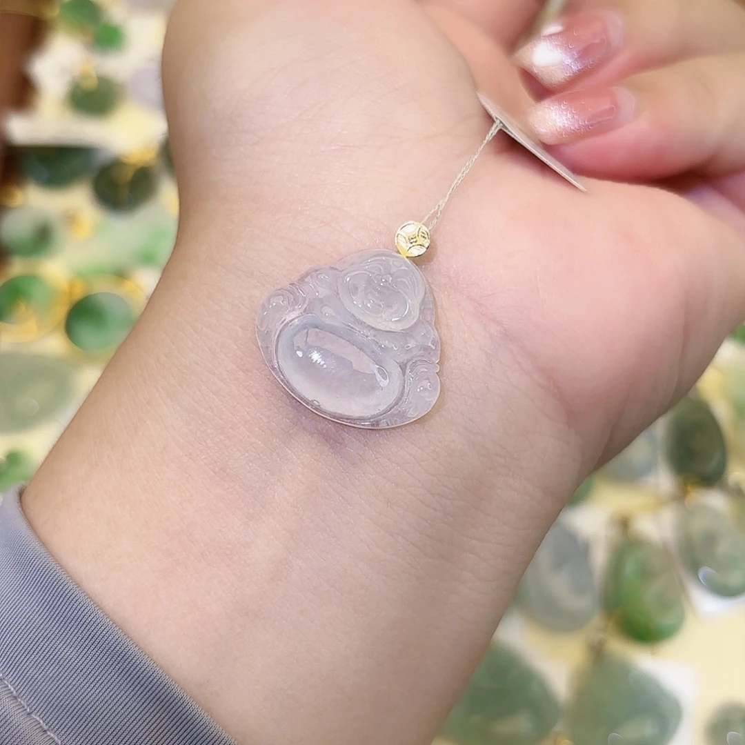 颈饰18K金镶嵌翡翠佛公