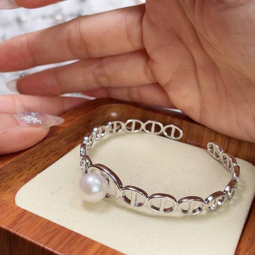 海水珍珠手镯银S925镶嵌