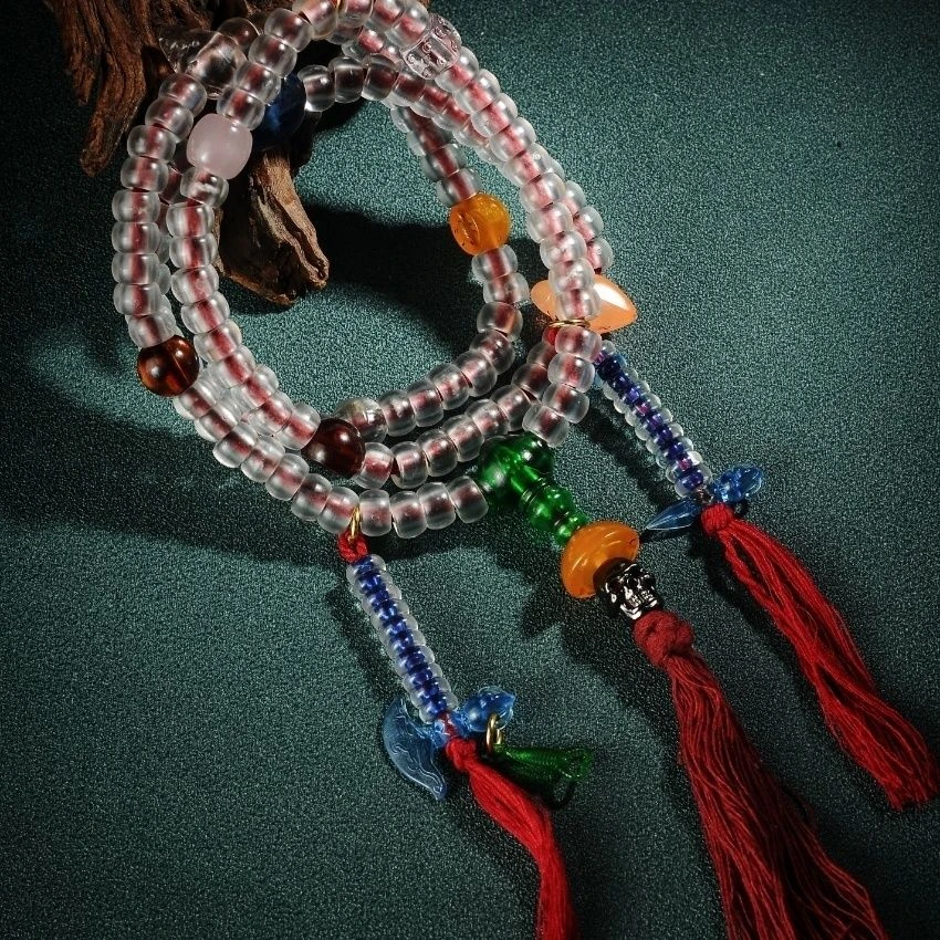 树脂手工串珠108颗配件透明巧克力珠,散装桶珠项链藏式牦牛