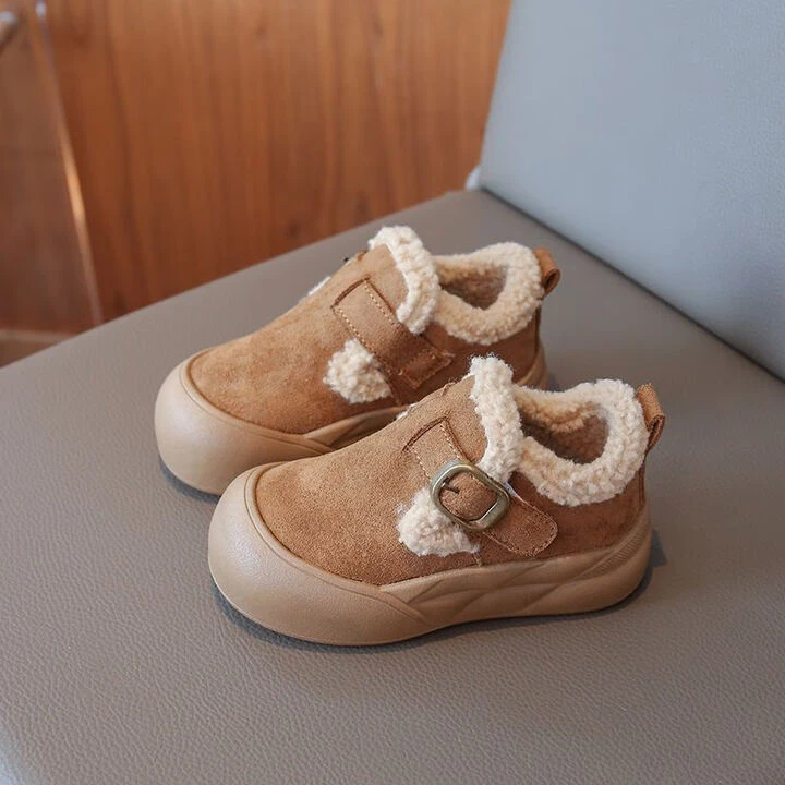 冬季休闲风女车缝线平跟棉鞋宝宝鞋加厚秋冬男童