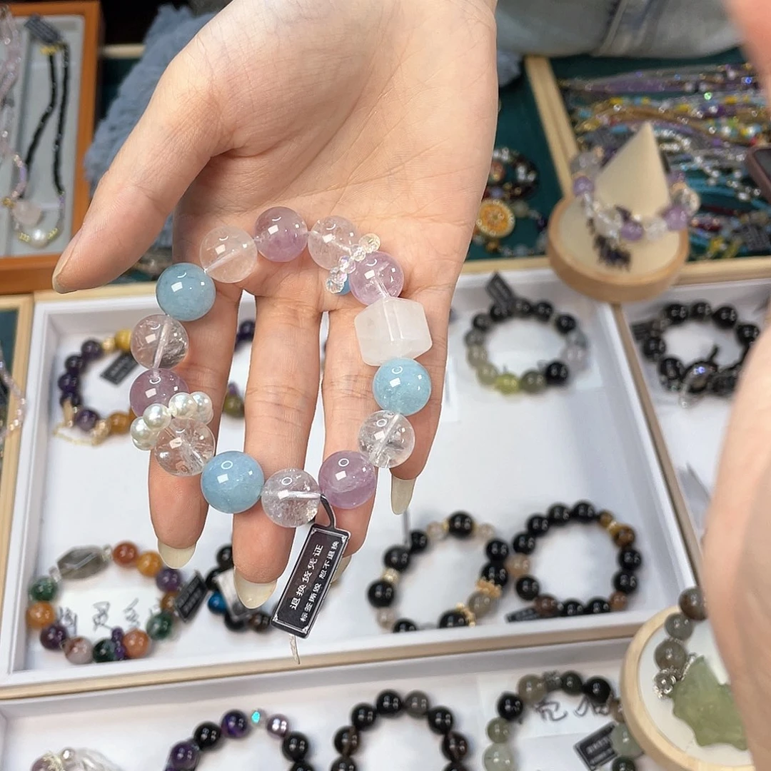 水晶手链银S925镀金镶嵌