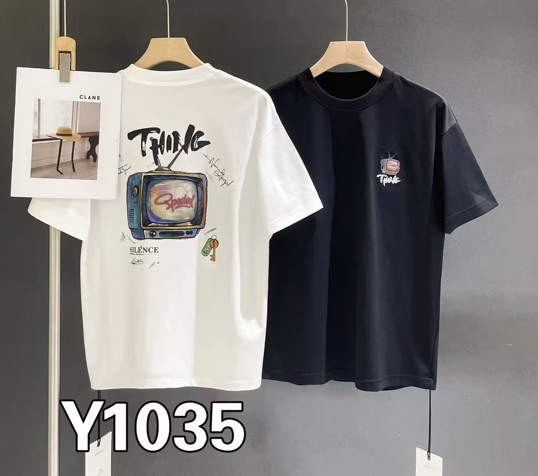 Y1035男士夏季电视印花潮流休闲T恤夏季宽松港风百搭