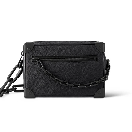 99新 LouisVuitton/路易威登 98新黑皮压花mini trunk盒子包0084