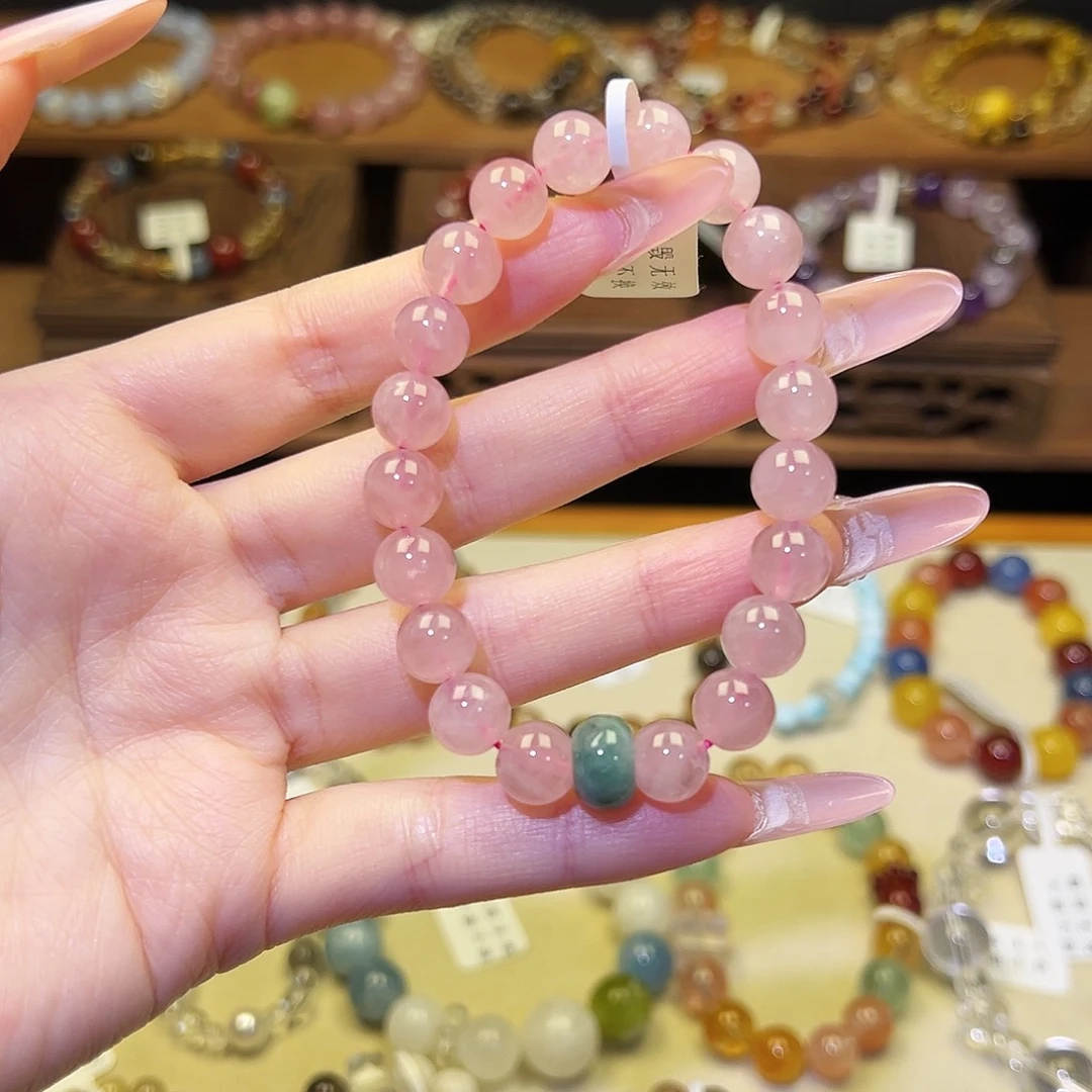 水晶手串银S925镀金镶嵌粉111