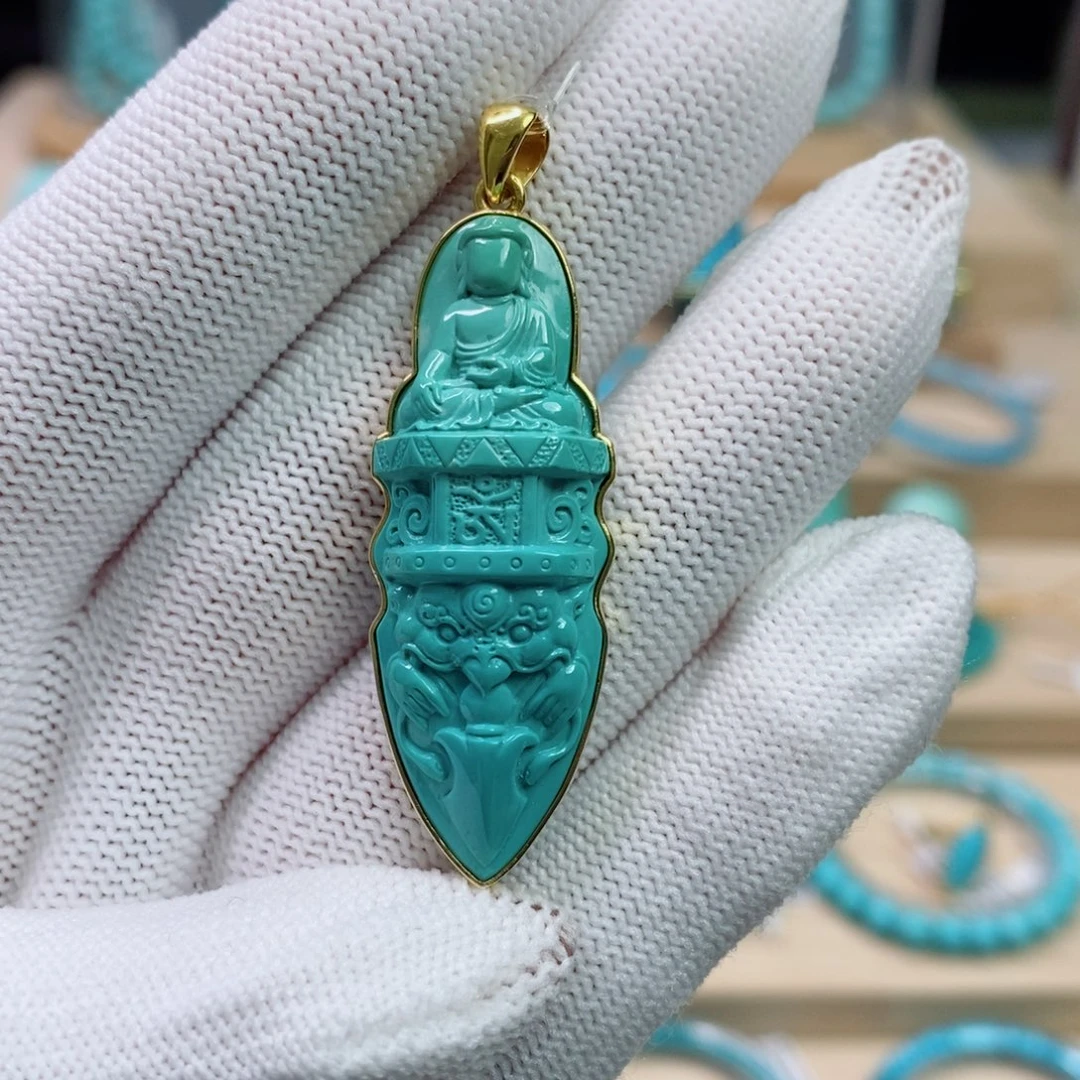 绿松石18K金镶嵌珠宝奇石