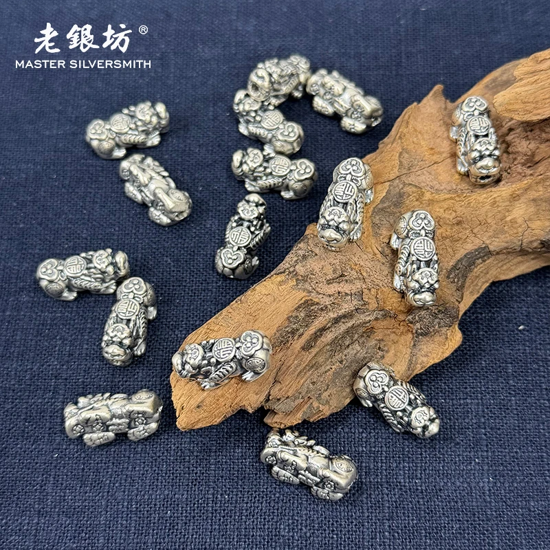 足银银制品 老银坊 足银999 2个*福财貔貅17m 890214