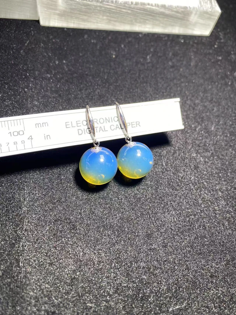 15+金蓝净水圆珠耳坠