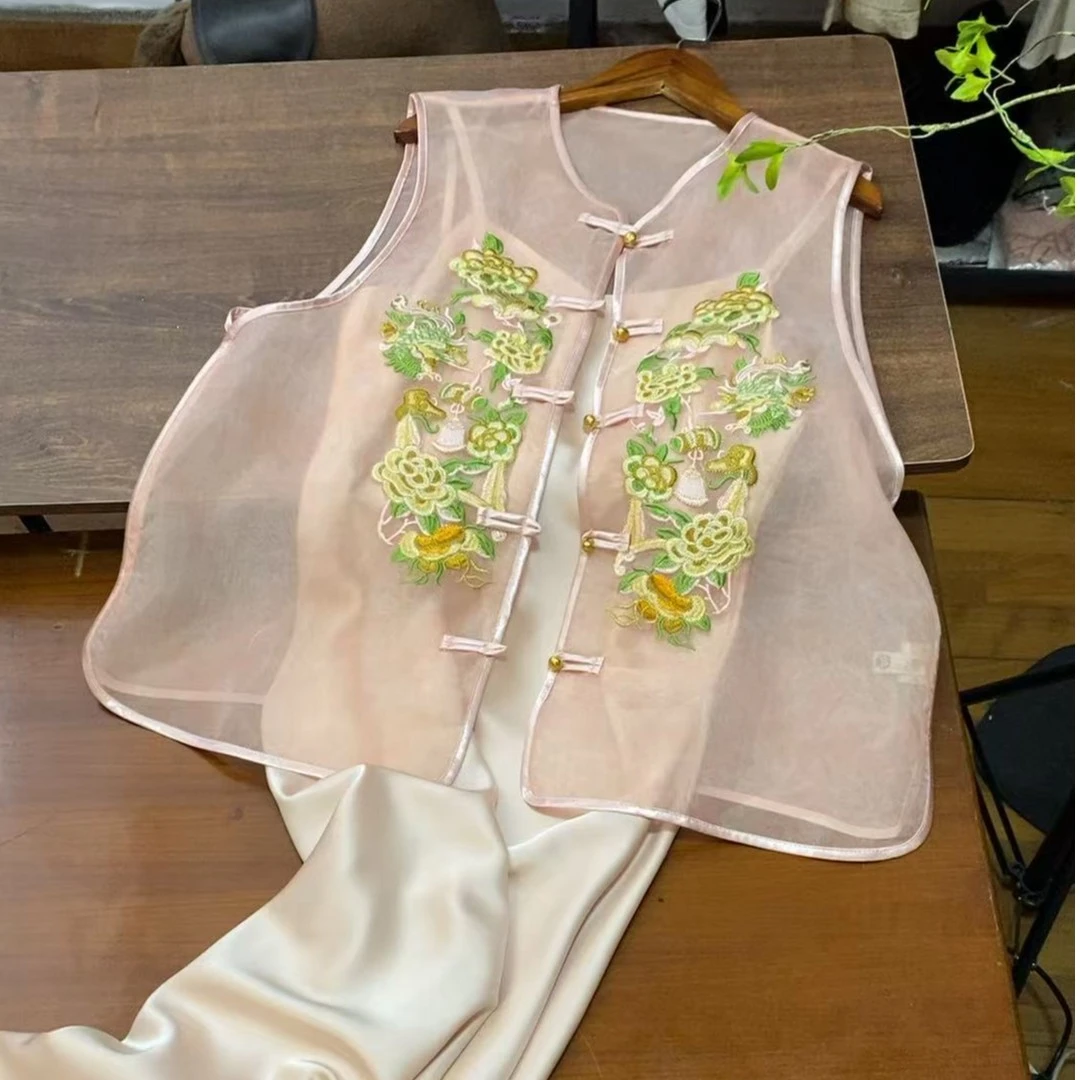 【云傍花香】夏季软纱重工刺绣新中式马甲  中国风古风女士马甲女