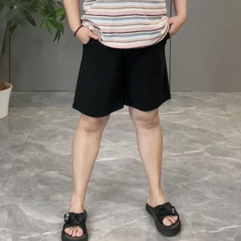 夏季超薄凉感速干高弹休闲宽松大码女短裤25209大码女装