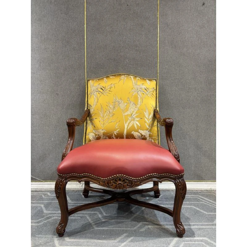 XXY642休闲椅730*730*1060坐高480  美式复古单人书椅