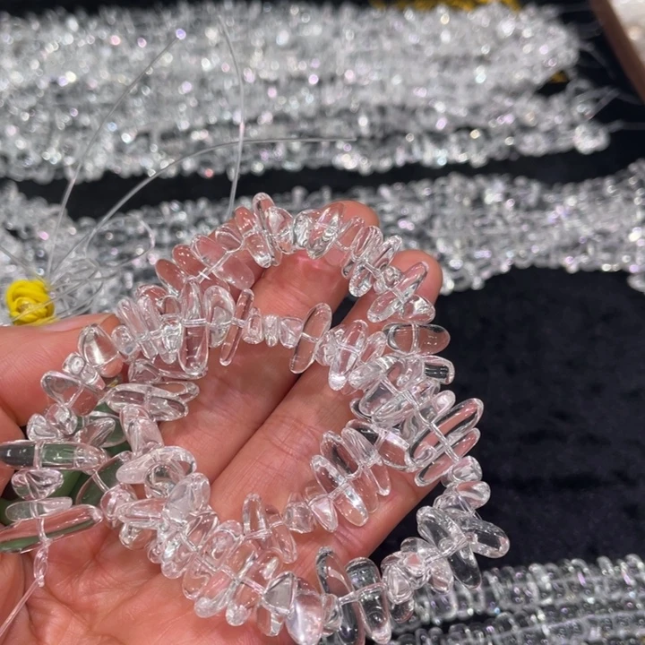 ****G烟晶手链未镶嵌白水晶半成品碎石不退不换