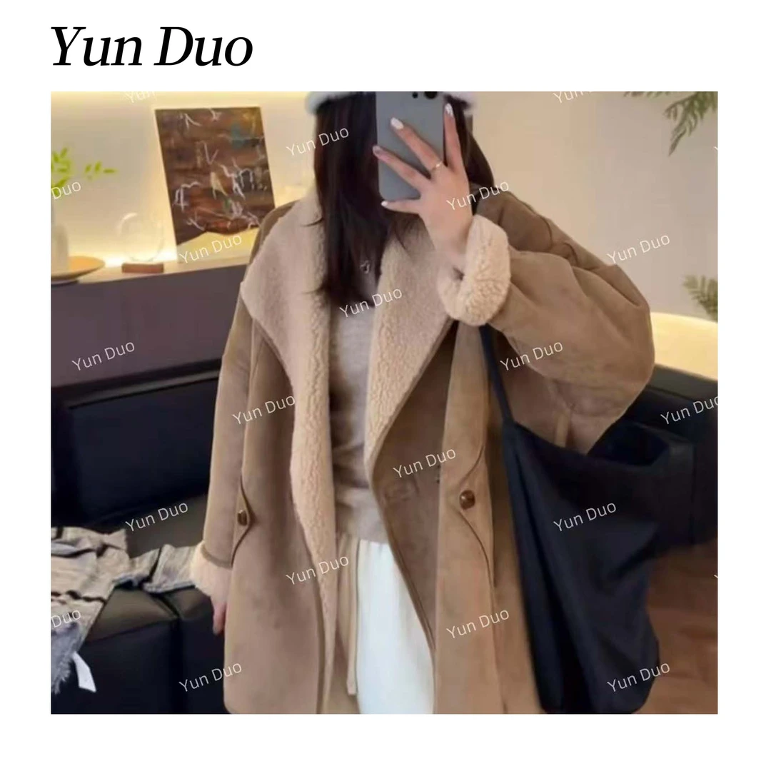 云朵定制【绒栗子】米色两面穿翻领皮毛一体外套LF81