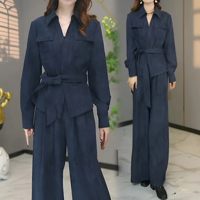 高档气质轻奢法式时尚套装女2025年春秋新款百搭妈妈阔腿裤两件套