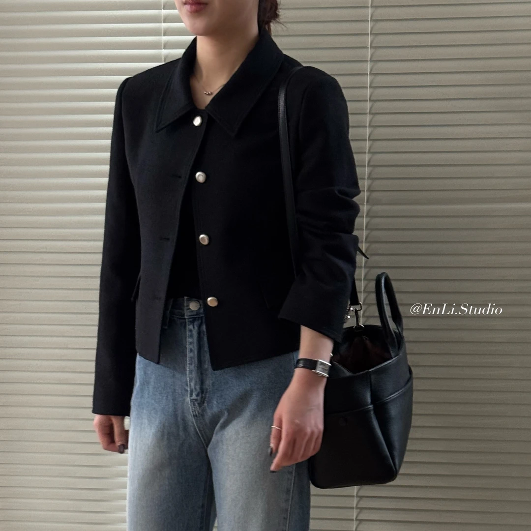 ENLI-小身型专属细花尼香风夹克外套