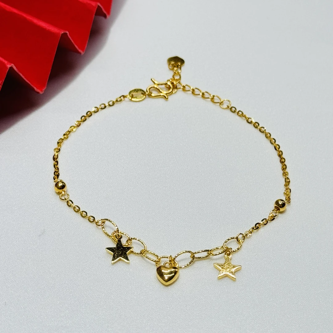 黄金足金999蹦迪珠蝴蝶流苏手链