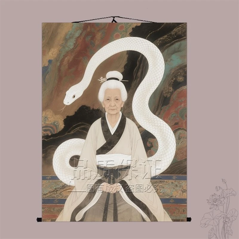 蟒仙太奶挂画东北出马堂口供奉蟒家娘娘画像蟒蛇真身装饰画定制