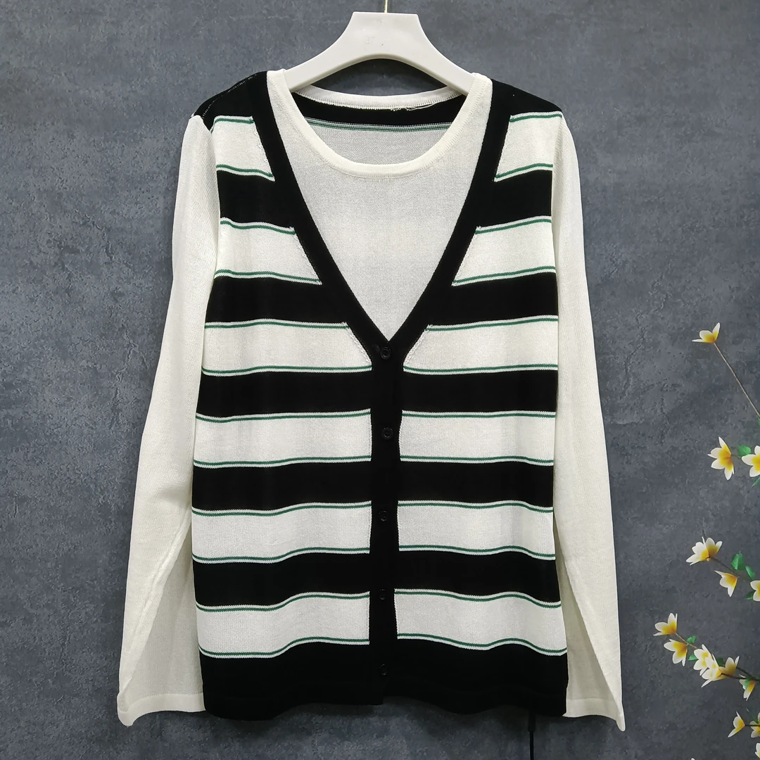 LZ6014【夏季新款】时尚圆领横条纹黑色上衣