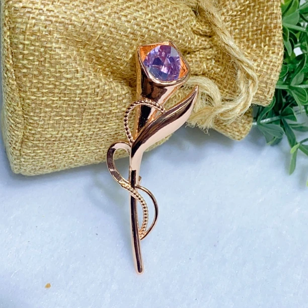 合金玻璃胸针 玫瑰金色妈妈款胸针 بۇلاپكا سۆسۈن كۆز 紫色