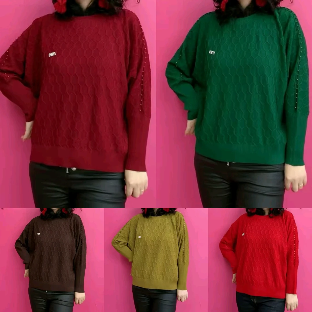 新款圆领串珠针织衫