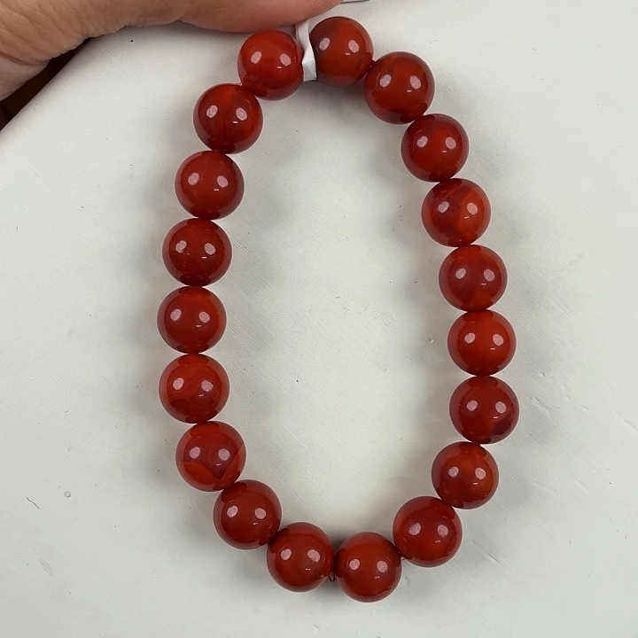 南红玛瑙未镶嵌牛血红手串卡10